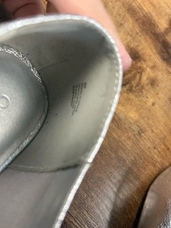 Open Edit Metallic Silver Mary Jane Flats with Cushioned Insole - Picture 5 of 6